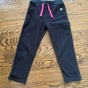 Super Cozy Girls Black Fleece Pants with Pink Accents